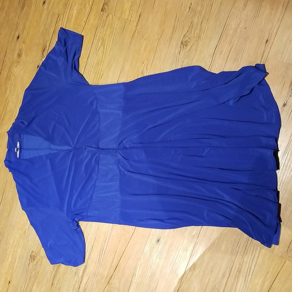 NY Collection Woman Royal Blue short sleeve NWOTS  plunging neck dress sz 2X
